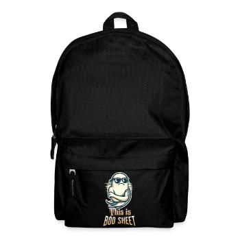 Funny Halloween Ghost With Boo Sheet Text - Backpack - black - Front
