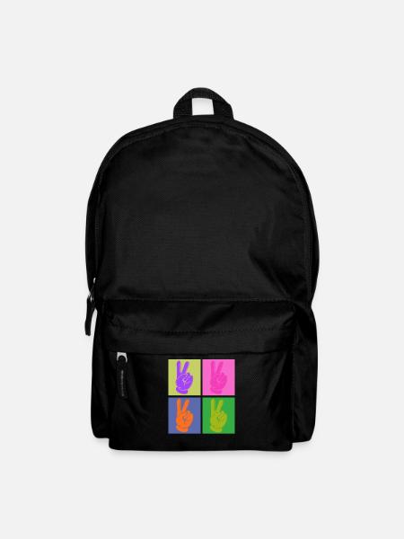 Poignée de paix colorée Pop Art Design - Sac à dos - noir