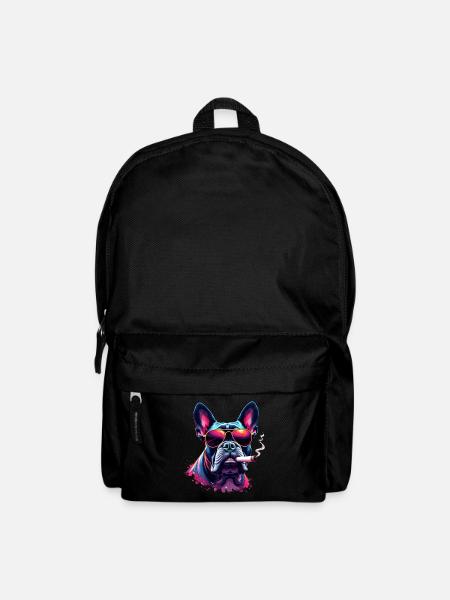 Bulldogge mit Sonnenbrille Tier Motiv rauchende - Rucksack - Schwarz