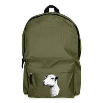 Schaf Schwarz Weiß Outfit Tier Motiv Kunst Schaf - Rucksack - Olivgrün - Vorne