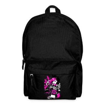 Urban Punk Straßenkunst mit neonpinken Akzenten - Rucksack - Schwarz - Vorne