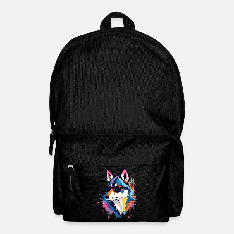 Oeuvre d’art loup Pop Art loups - Sac à dos - noir