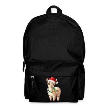 Cute Alpaca Llama Christmas Hat Xmas - Backpack - black - Front