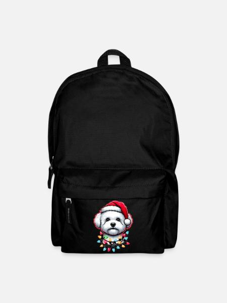 Niedlicher Bichon Frise Hund Weihnachtsmütze Xmas - Rucksack - Schwarz