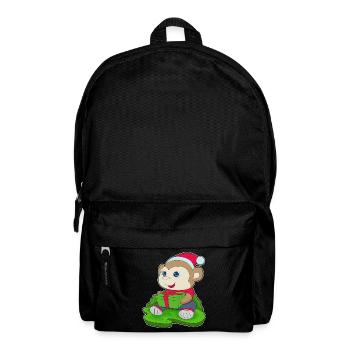 Affe Weihnachten Weihnachtsmütze - Rucksack - Schwarz - Vorne
