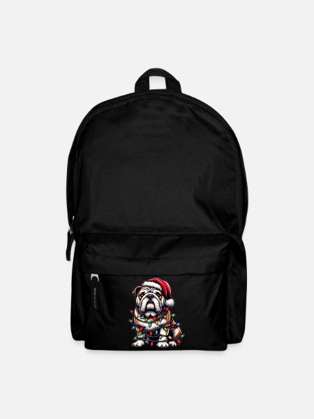 Bulldogge Hund Weihnachten Hut Xmas - Rucksack - Schwarz