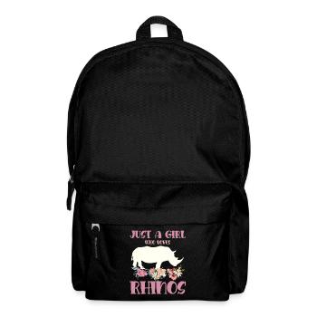 Simply a girl who loves rhinos flowers - Backpack - black - Front