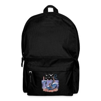 Nautischer Anker und Leuchtturm Ozean Szene - Rucksack - Schwarz - Vorne