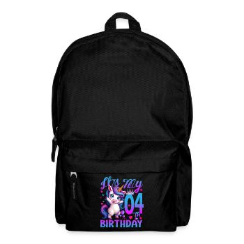 4. Geburtstag Einhorn Es ist mein 4. Geburtstag - Rucksack - Schwarz - Vorne