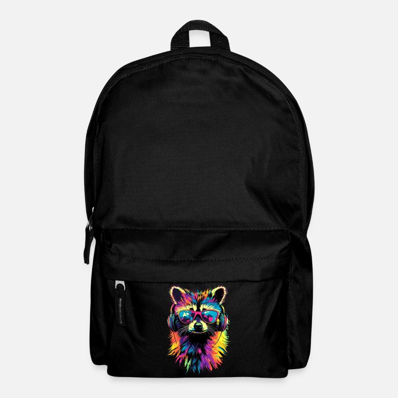 raton laveur Popart Coloré Arc-en-ciel Raton laveur Raton laveur - Sac à dos - noir