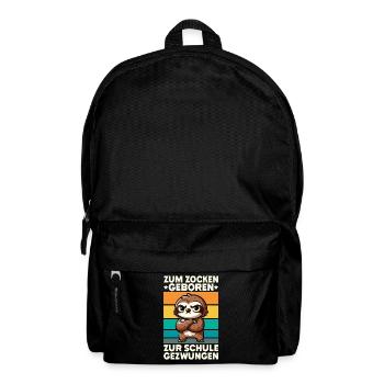 Zum Zocken geboren zur Schule gezwungen Faultier - Rucksack - Schwarz - Vorne