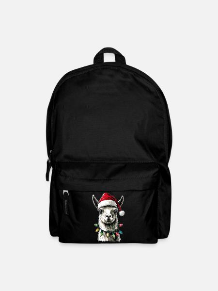 Lustige niedliche Lama Alpaka Weihnachtsmütze Weih - Rucksack - Schwarz