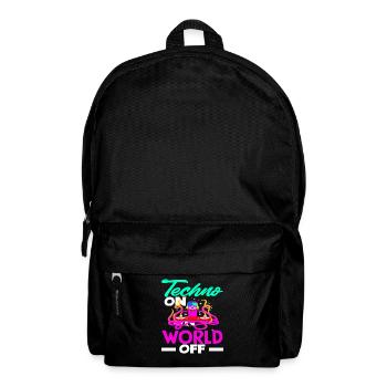 Techno Lover: Techno On World Off - Rucksack - Schwarz - Vorne