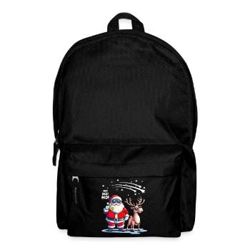 Cool Santa Claus with Reindeer Says Ho Ho Ho - Backpack - black - Front