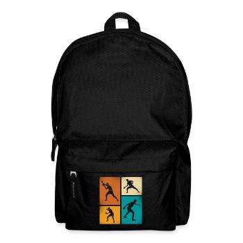 Vintage Tischtennis Silhouetten Im Retro-Stil - Rucksack - Schwarz - Vorne