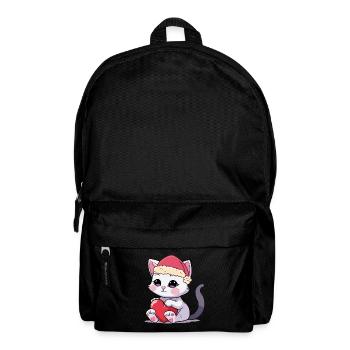 Kinder Kind Weihnachten Katze Katzen Xmas Santa - Rucksack - Schwarz - Vorne
