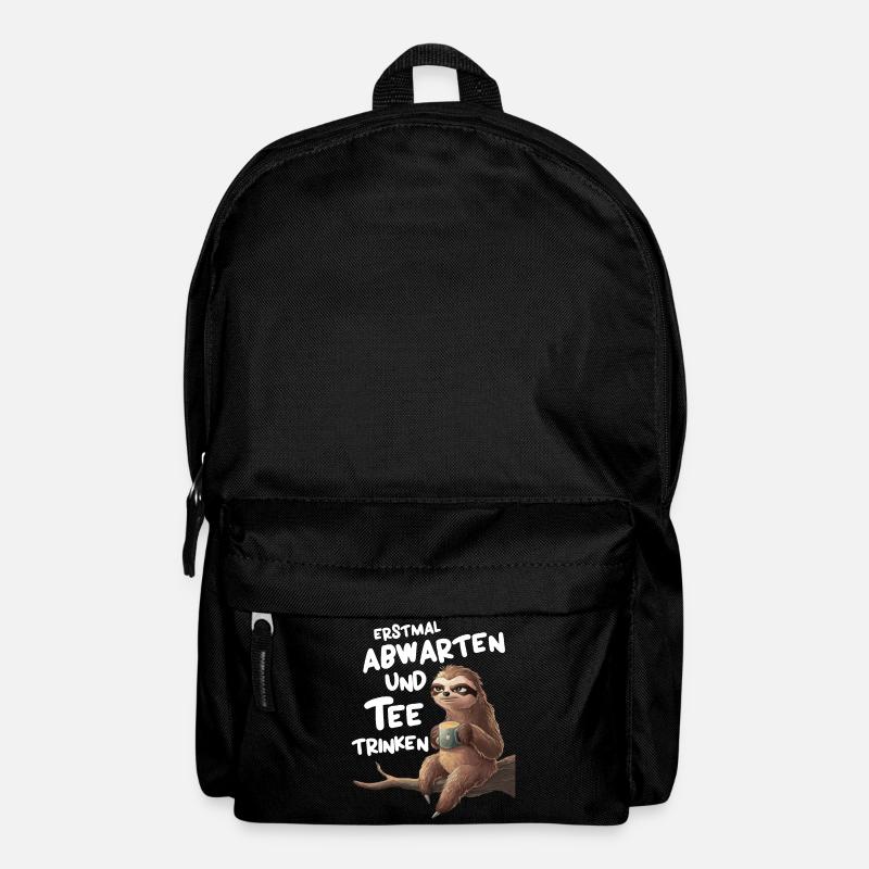 Faultier abwarten tee trinken lustige Sprüche - Rucksack - Schwarz