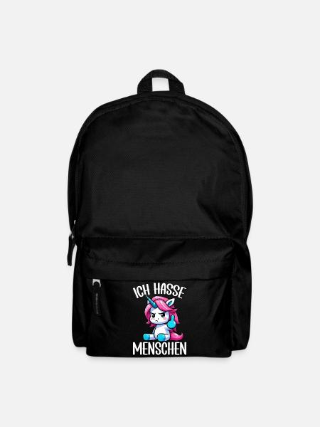 Ich Hasse Menschen Lustig Einhorn Stinkefinger - Rucksack - Schwarz