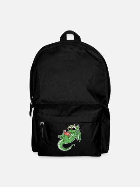 Drache Bücher Buch Lesen - Rucksack - Schwarz