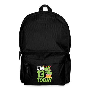 Ich Bin 13 Heute Geburtstag Dinosaurier - Rucksack - Schwarz - Vorne