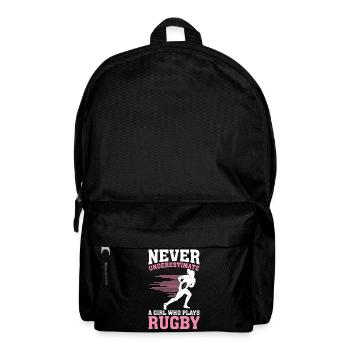 Ne sous-estimez jamais une fille qui joue au rugby - Sac à dos - noir - Devant