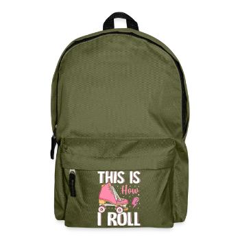 Wie ich rolle Rollschuhlaufen Rollerskater - Rucksack - Olivgrün - Vorne
