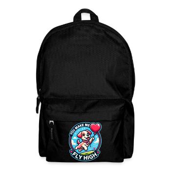 Flying dog with heart balloon - Backpack - black - Front