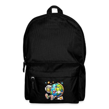 Globe with beer comic style funny motif - Backpack - black - Front