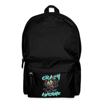 Style de bande dessinée de chat fou mais génial - Sac à dos - noir - Devant