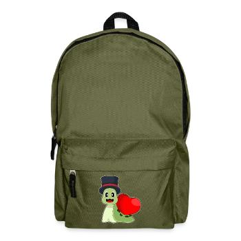 Snail Groom Heart Wedding - Backpack - olive green - Front