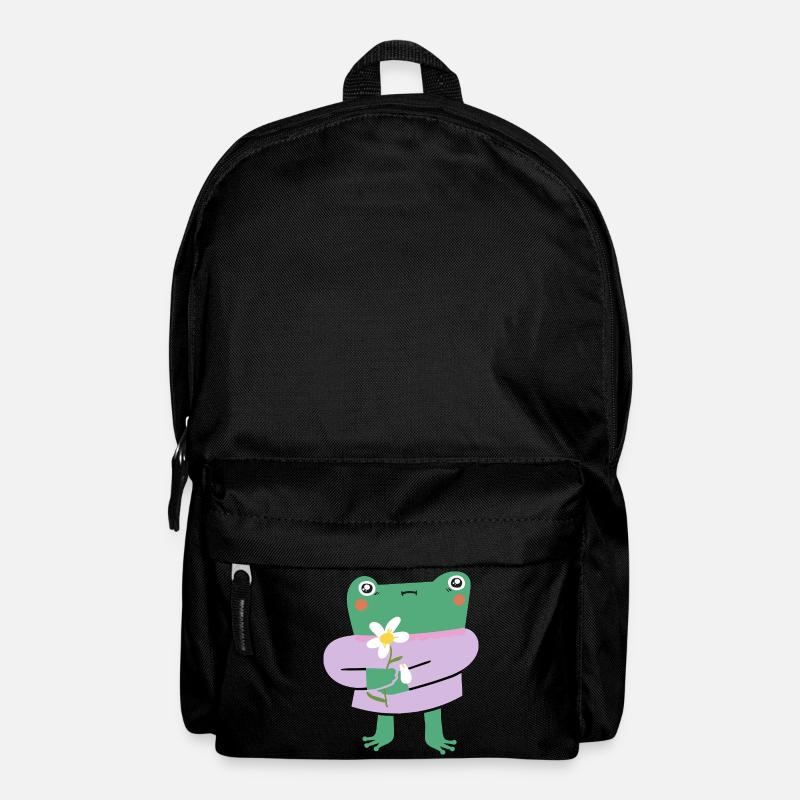Grenouille mignonne avec fleur - Wholesome Vibes - Sac à dos - noir
