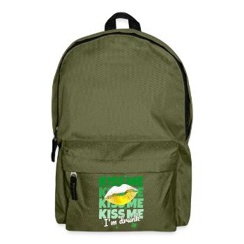St. Patricks Day Kiss Me I m Drunk Spruch Lustig - Rucksack - Olivgrün - Vorne