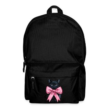 Coquette Bow Black Cat Mom Pink Bow - Backpack - black - Front