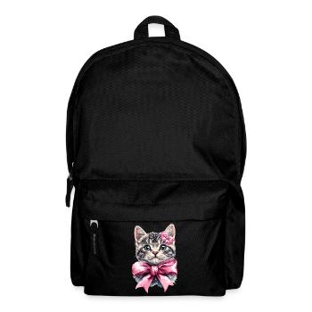 Coquette Bow Tabby Cat Mom Gray Cat Fur Pink - Backpack - black - Front
