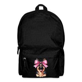 Coquette Bow German Shepherd Mom Pink Ribbon - Backpack - black - Front