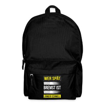 Autoliebhaber Spruch Bremsspur Humor - Rucksack - Schwarz - Vorne