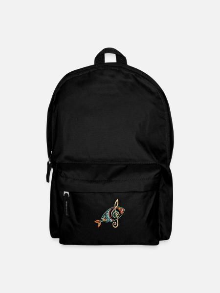 Christlicher Fisch mit Notenschlüssel Kirchenchor - Rucksack - Schwarz