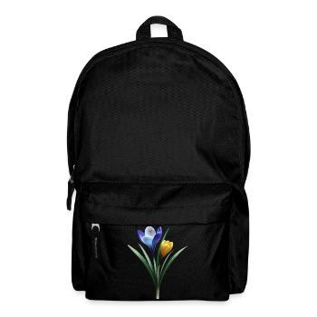Bleu Jaune Crocus Fleur Printemps Fleur Floral - Sac à dos - noir - Devant