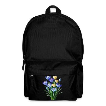 bleu jaune fleurs de crocus fleur de printemps floral - Sac à dos - noir - Devant