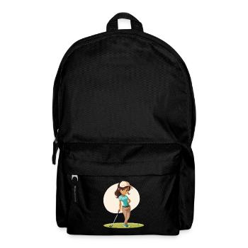 Weiblicher Golfer Comic - Rucksack - Schwarz - Vorne