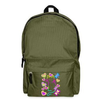 Retro Cat Cats Vintage 80s 90s Kids - Backpack - olive green - Front