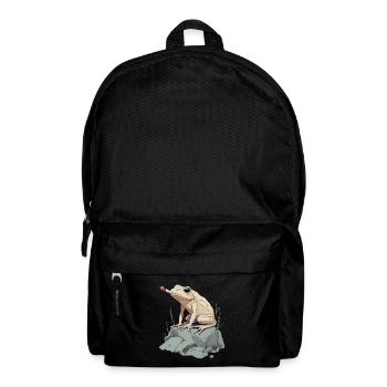 Frosch mit Zigarette auf Stein - Weed Frosch - Rucksack - Schwarz - Vorne