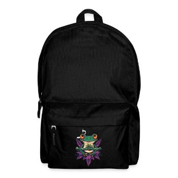 Frosch mit Joint und Cannabisblatt - Weed Frosch - Rucksack - Schwarz - Vorne
