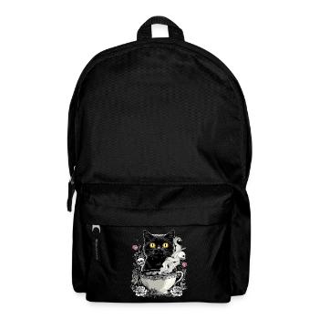 Mystisch: Katze mit Totenkopf-Kaffee - Rucksack - Schwarz - Vorne