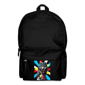 Tatouage rétro loup loups husky chien chiens - Sac à dos - noir - Devant