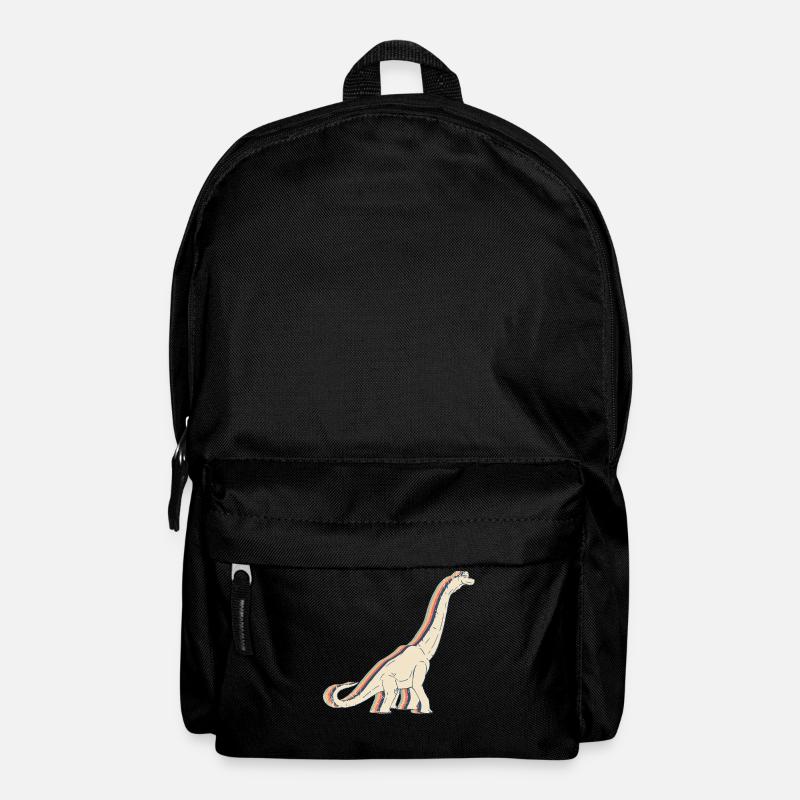 Brachiosaurus Dinosaurier Retro Line Art - Rucksack - Schwarz