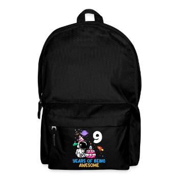 9 Jahre Space Abenteuer Coolness - Rucksack - Schwarz - Vorne