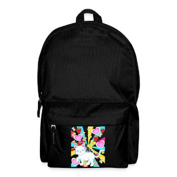 bunt farbenfreudig Retro Sommer Katze Katzen - Rucksack - Schwarz - Vorne