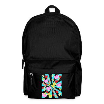 Retro Sommer Erdbeeren Herz Schmetterlinge Natur - Rucksack - Schwarz - Vorne