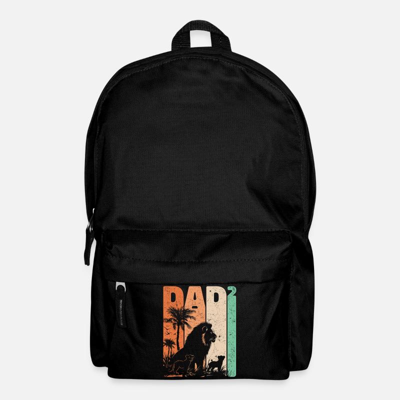 Vatertag Löwe Papa Hoch Zwei Kinder Geschenk - Rucksack - Schwarz
